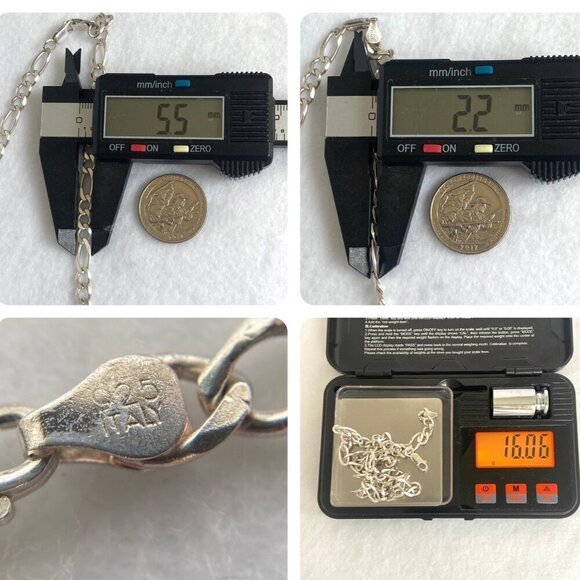 Italian Unisex Sterling Silver 925 5.5mm Figaro Chain Necklace 18" - Picture 10 of 16